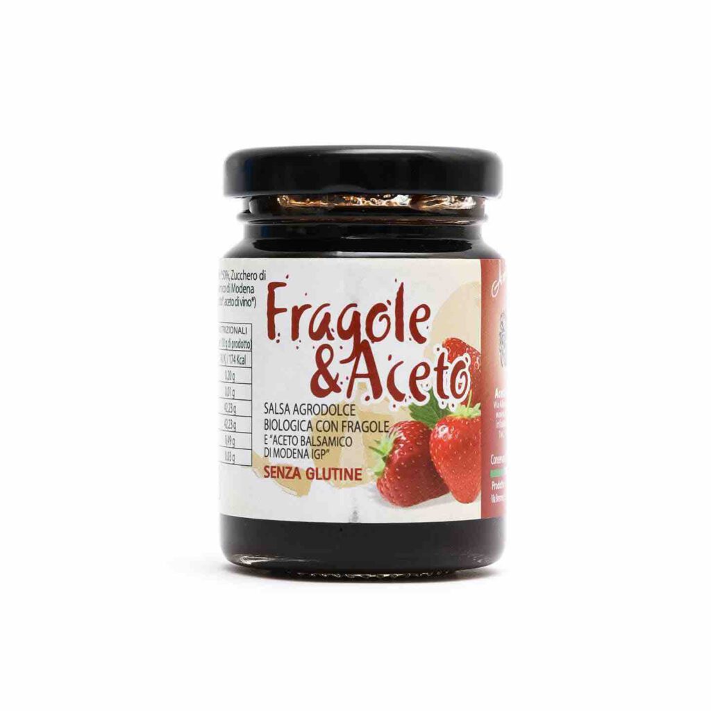 Bio-Erdbeersoße süß-sauer &amp; Bio-Balsamico-Essig aus Modena I.G.P. 120g ...